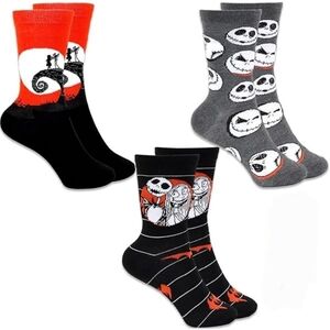 Disney Nightmare Before Christmas Halloween Themed 3 Pair Sock Set